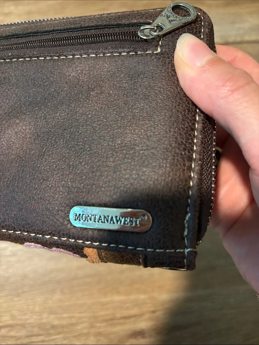 NWOT Montana West Embroidered Floral Brown Wristlet Wallet